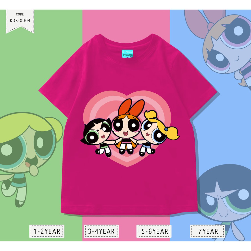 Baju Anak Powerpuff girls/ Kaos Distro DTF Anak Laki Laki dan Perempuan / Unisex / Motif Kartun