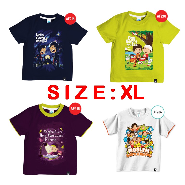 Kaos Afrakids Laki-laki Size XL / Kaos Anak Muslim  SIZE XL (untuk size S, M, L &amp; XXL ada di etalase yang berbeda)