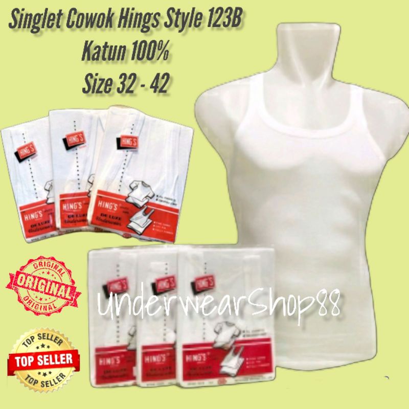 Kaos Dalam/Singlet Cowok Dewasa Hings/Singlet Hings Katun 100%/Kaos Dalam Pria Hings/Size 32-42