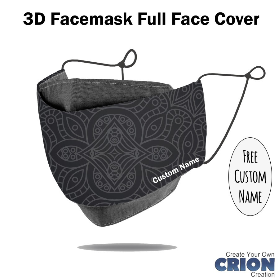 Crion - Masker 3d Full Face Cover Seri Batik 2 - w antibacterial Layer