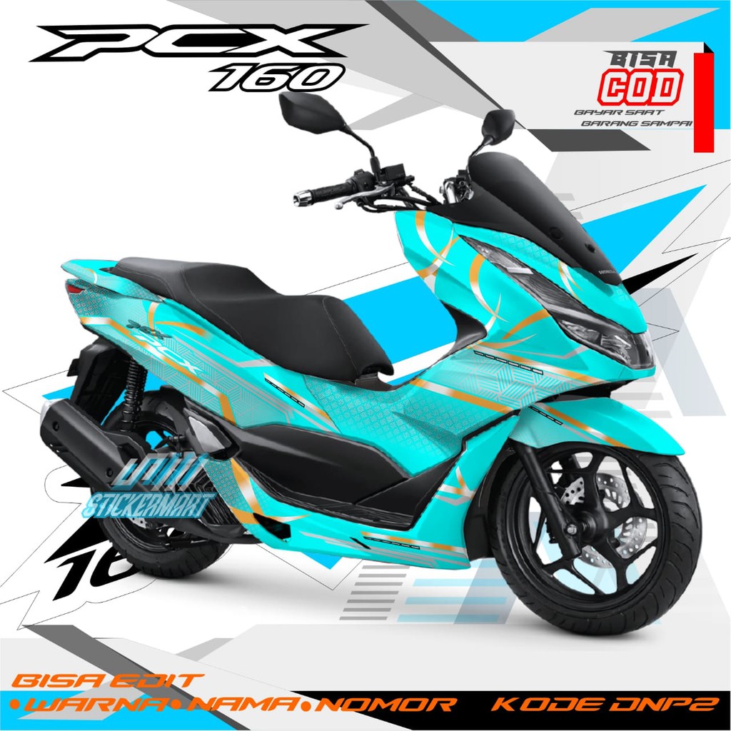 DECAL HONDA PCX 160 FULL BODY GRAFIS BIRU TOSKA