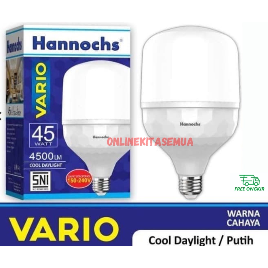 Lampu Bohlam Led Kapsul Tabung HANNOCHS VARIO Putih 6500K SNI