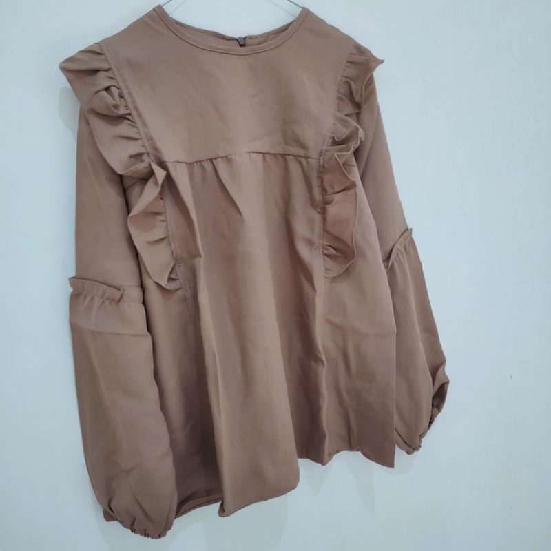 blouse wanita moscrepe perempuan ootd pakaian hijab ( blouse reysa balon )