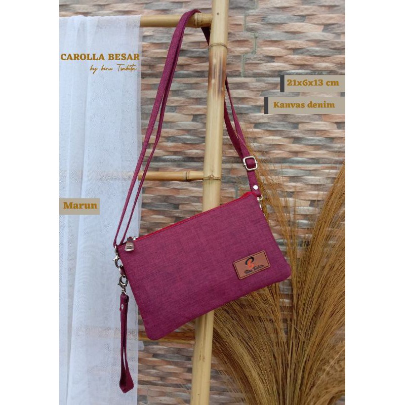 tas carolla 3 ruang tas biru tsabita free tali panjang dan tali pendek