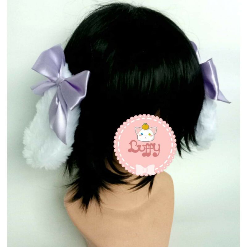 hairclip floppy bunny ear lace lolita harajuku cosplay animal white rabbit kelinci buffy kawaii