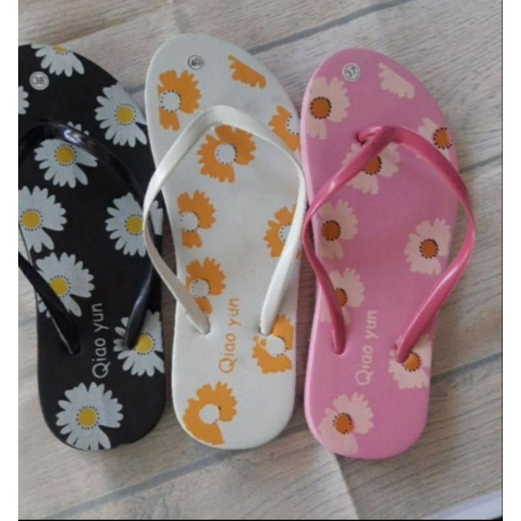 Sandal jepit wanita gambar bunga