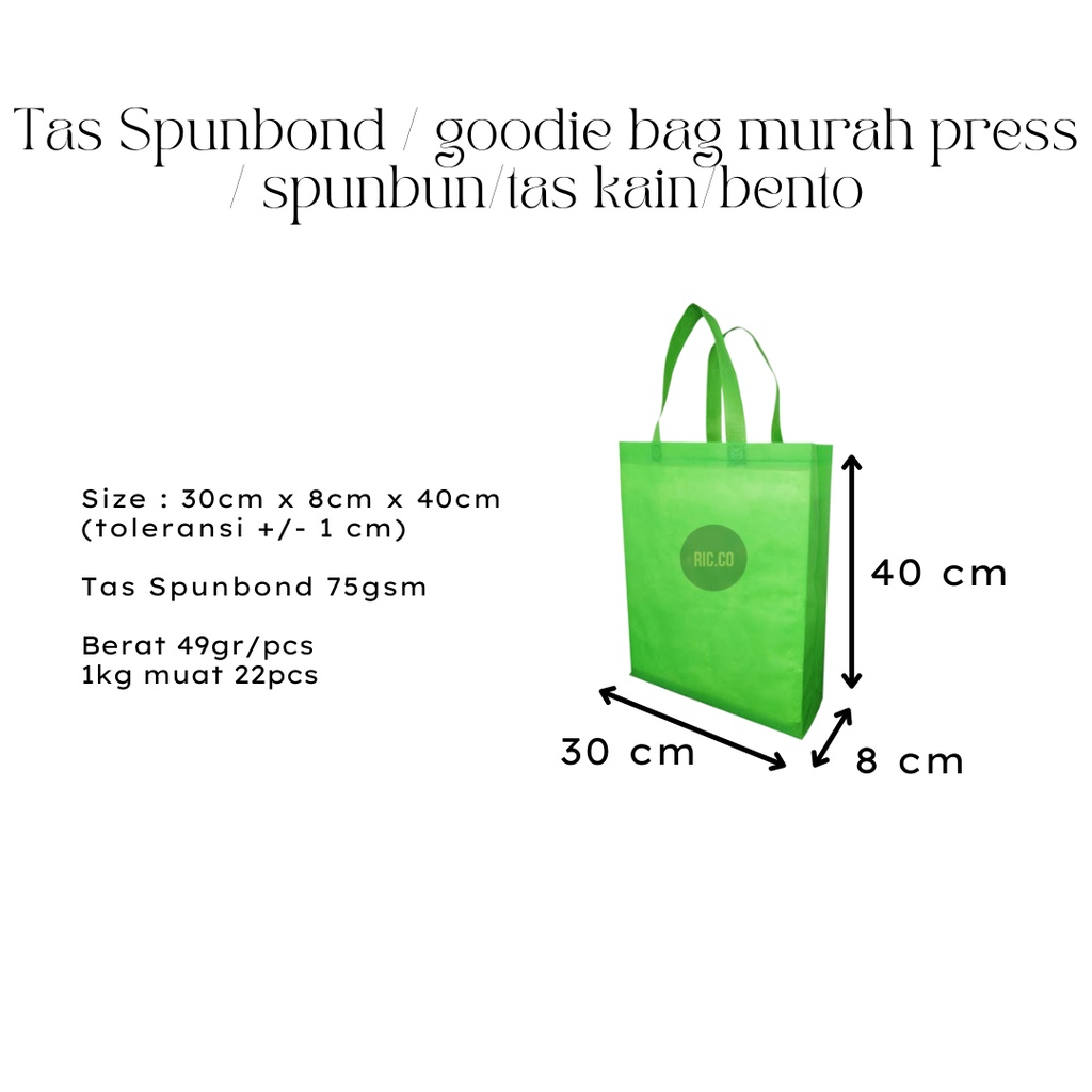 

Tas Spunbond / goodie bag murah 30x8x40cm