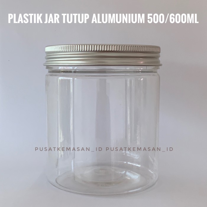 TERLARIS Plastik Jar 500ml Tutup Silver Alumunium / Toples Tabung Kue Kering