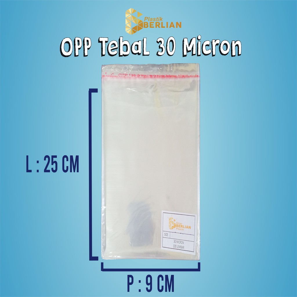 

9 X 25 cm Plastik OPP TEBAL 30 MICRON (100 lbr)