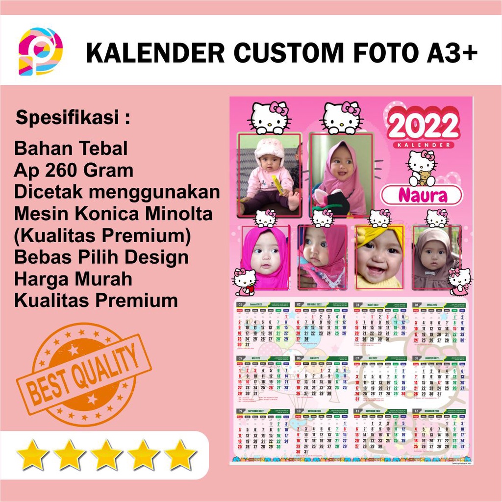 KALENDER 2022 CUSTOM FOTO KARAKTER