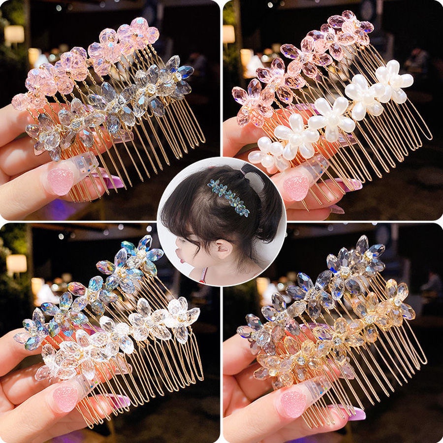 Sisir Sirkam Tiara Kristal Mutiara Berlian Imitasi Handmade Gaya Korea Aksesoris Rambut Pengantin Wanita