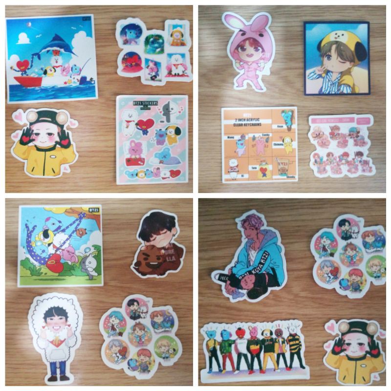 

4pcs/sticker BTS bt21 anti air/sticker sepeda buku skateboard koper dll