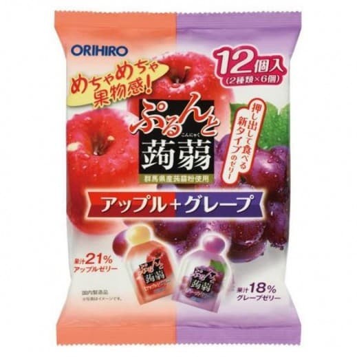 

Orihiro Konyaku Jelly Pouch : Apple + Grape 240g (12 pcs x 20 Gram) jelly jepang