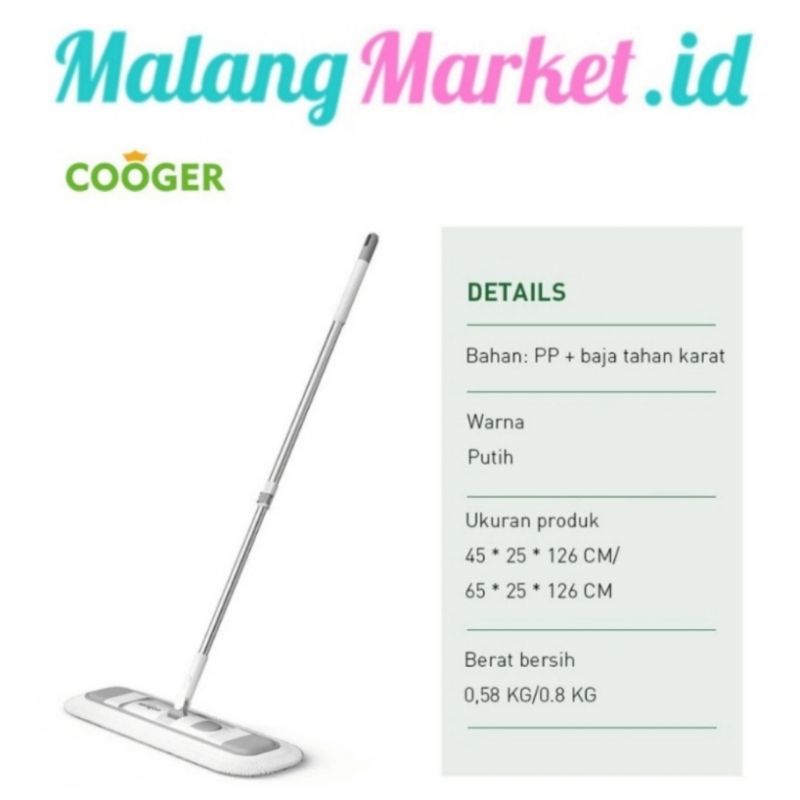 Cooger Alat Pel Cooger Mop Alat Pel COOGER 45cm Dust Push Flat Mop Alat pel panjang alat pel gagang 