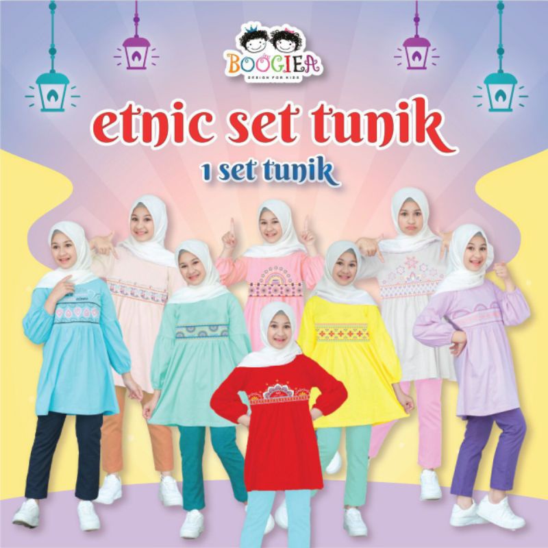 Set tunik etnik by boogiea / Setelan tunik anak / setelan baju lebaran anak perempuan