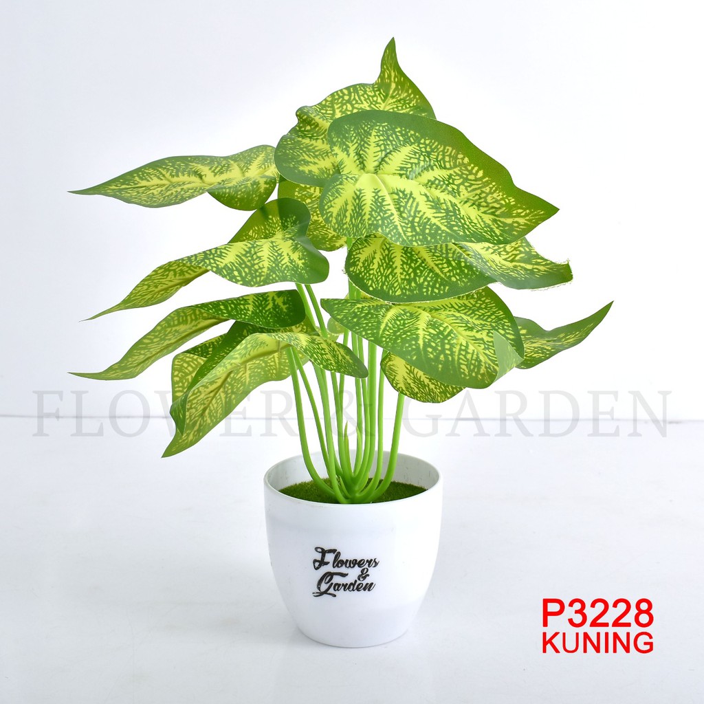 COD/HMPU TANAMAN HIAS TANAMAN DAUN PLASTIK TANAMAN HIAS RUMAH BUNGA HIAS BUNGA PLASTIK BUNGA P3228-KUNING