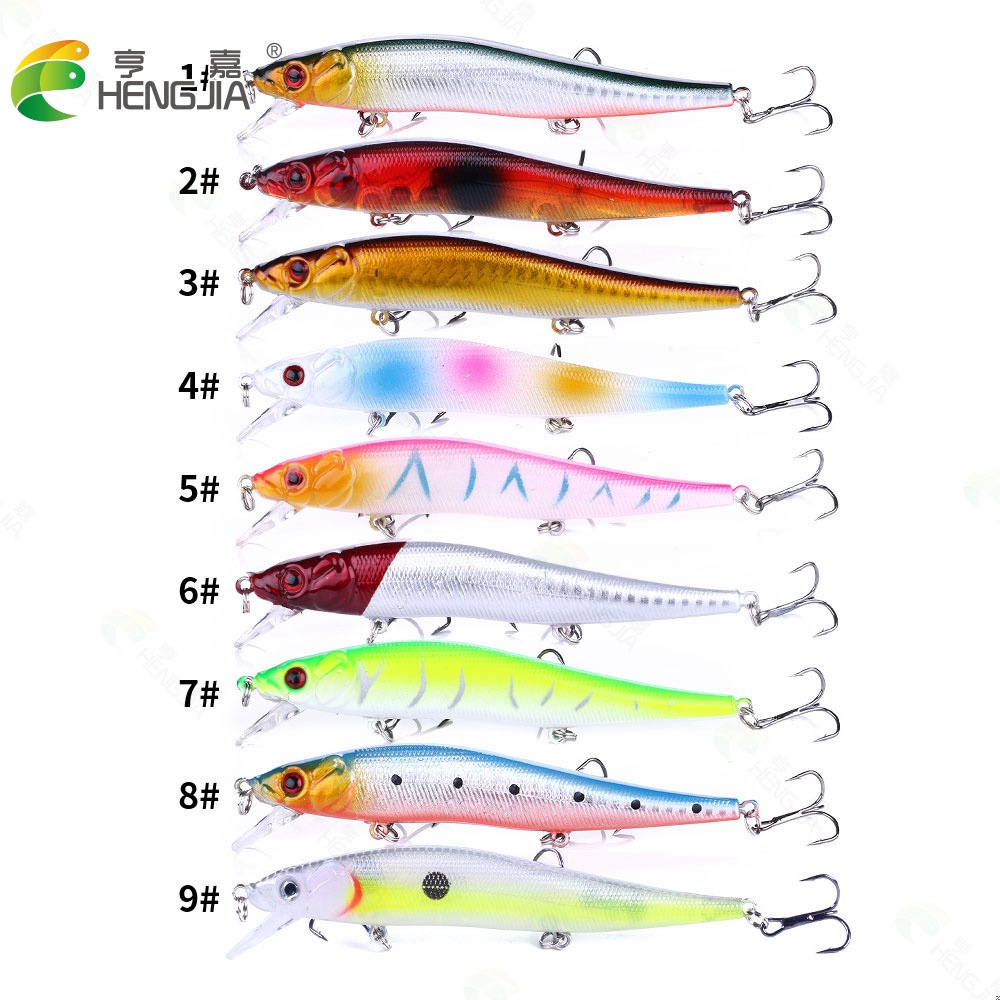 Hengjia 1pc Umpan Pancing Hardlure Bentuk Ikan Kecil Mata 3d 11.5cm 13.1g Dengan 3 Kail 11.5cm