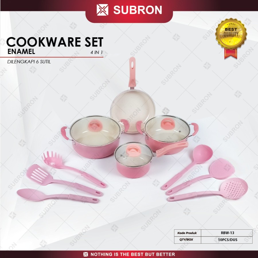 Subron Panci Set Spatula Sutil Subron Cookware Set 10 pcs Subron Panci Enamel 4 in 1