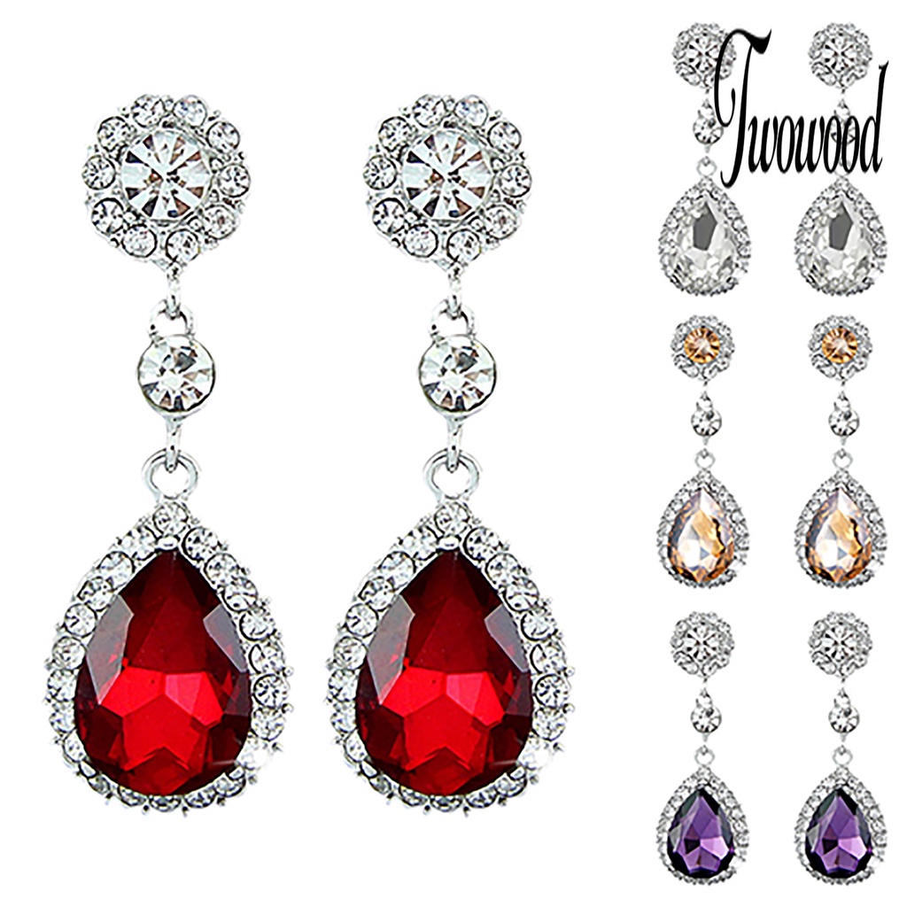 Anting Berlian Imitasi Model Water Drops Chandelier Untuk Wanita