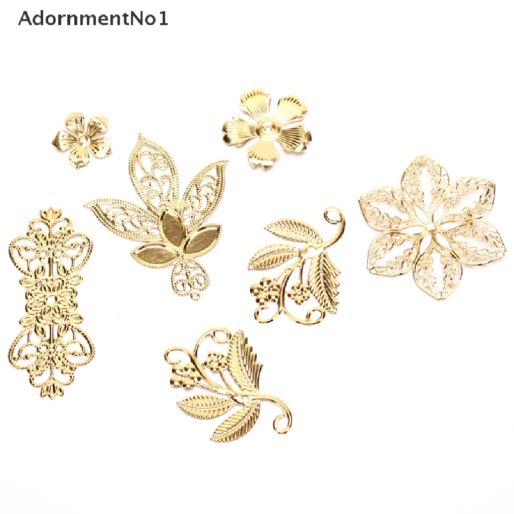 [AdornmentNo1] 50Pcs Vintage Metal Leaf Filigree Flower Slice Charms DIY Craft Jewelry Making [new]