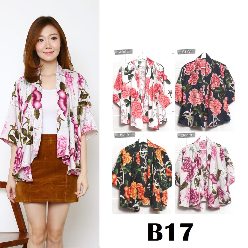 Baju outerwear luaran cardigan  motif  bunga  pergi jalan 