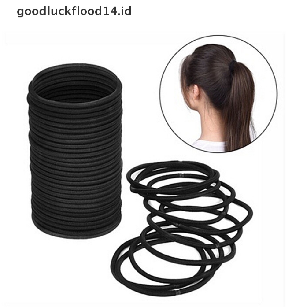 [OOID] 40 PcsBlack Elastic Rope Ring Hairband Women Girls Hair Band Tie Ponytail Holder ID