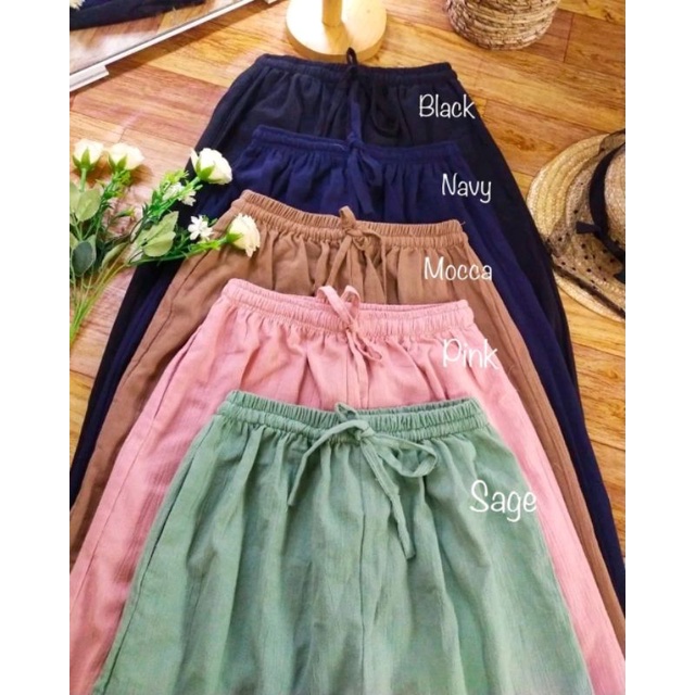 kulot linen / celana panjang / celana import kulot jumbo serut linen Crinkle