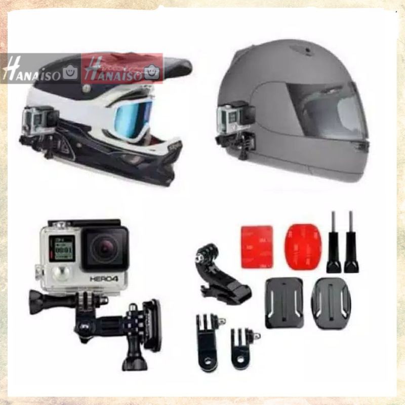 Medan Termurah Paket Chin Strap Helmet Mount Set Mounting Chest Strap Helm Mount HP GoPro Osmo Action Cam
