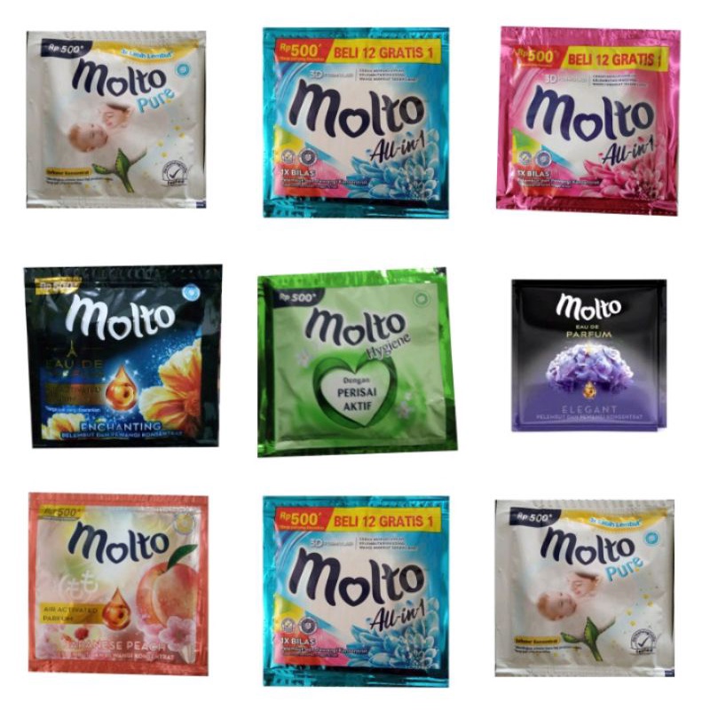 Molto Softener Pelembut Pewangi Pakaian Sachet 500 an 1x bilas Saset EDP Enchanting