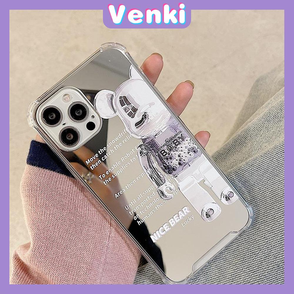 iPhone Case Acrylic HD Mirror Laser Airbag Shockproof Protection Camera Cute Cartoon Bear Compatible For iPhone 11 iPhone 13 Pro Max iPhone 12 Pro Max iPhone 7 Plus iPhone xr