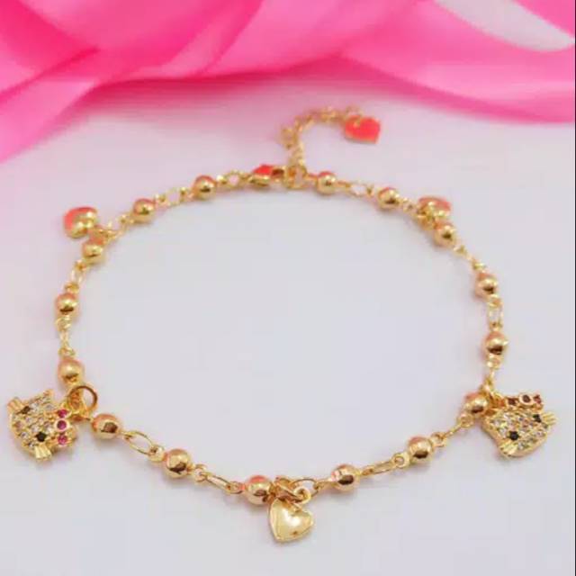 Gelang rantai GRA-12 hello Kitty permata uk 16cm