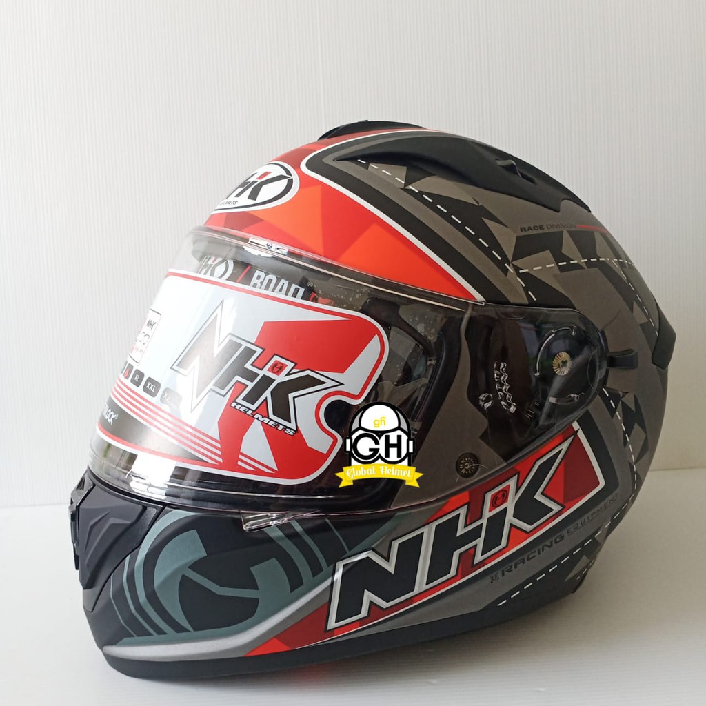 HELM NHK FULL FACE NHK GP PRIME MOTIF FORTIUS GREY RED DOFF