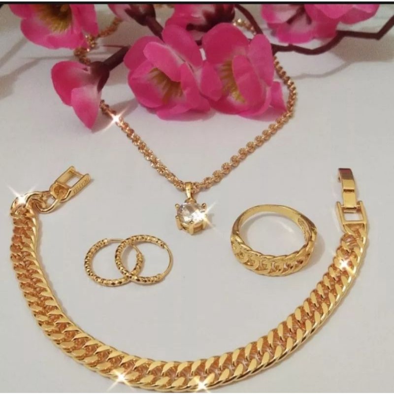 cod set perhiasan wanita dewasa motif rantai berlapis emas 24k sangat mewah