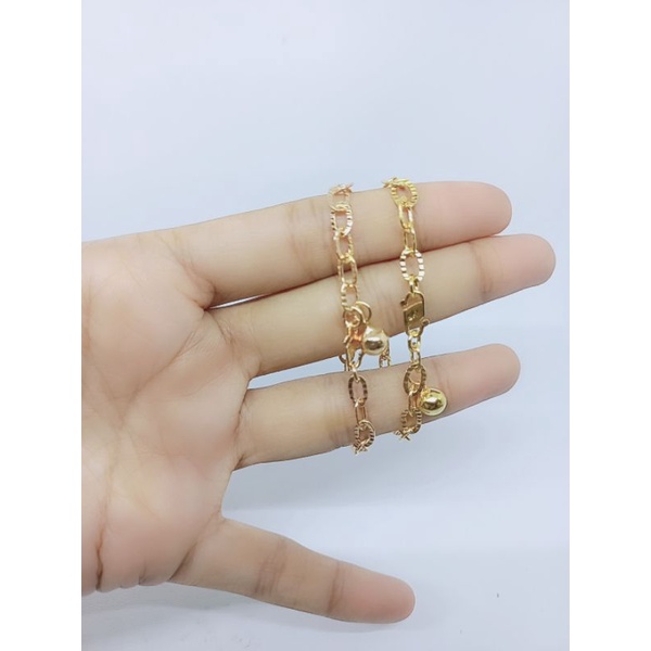 gelang tangan perak asli lapis emas/gelang anak rante nori oval 1bel/gelang tangan asli silver 925