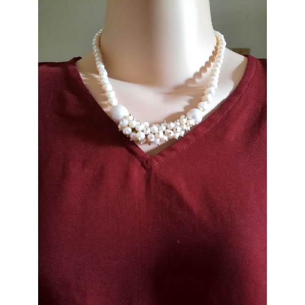 Kalung choker mutiara air tawar putih/pearlchoker