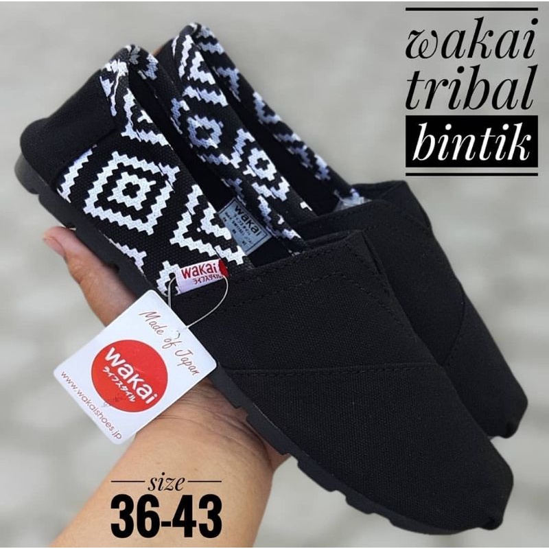 SEPATU SLIP ON ANAK PRIA WANITA DEWASA WAKAI TRIBAL HITAM TERBARU