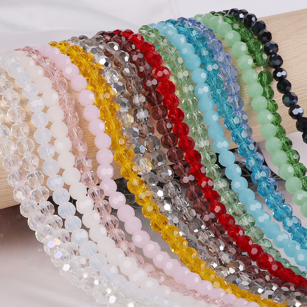 100 Pcs Manikmanik Kristal Bulat 4mm 30 Warna Untuk Membuat Perhiasanaksesoriscraft Diy