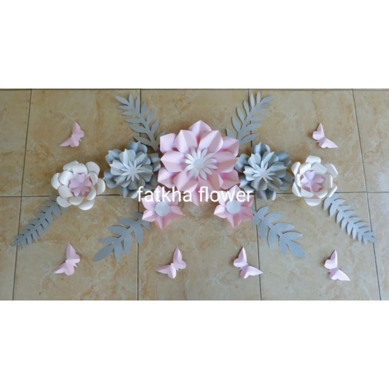 ready paper flower dekorasi tunangan bunga kertas backdrop lamaran background tunangan cocok untuk h