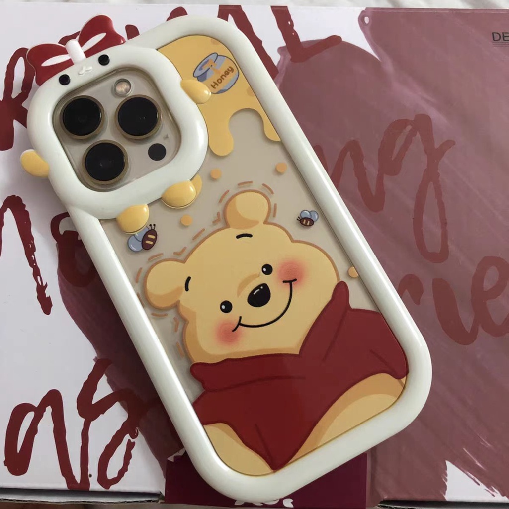 Ins Casing TPU iPhone 14 14pro 14max 14prm 13 13pro 13pro 13prm 11 6splus 7Plus 8Plus Xr XS 13 12pro Max Motif Pooh