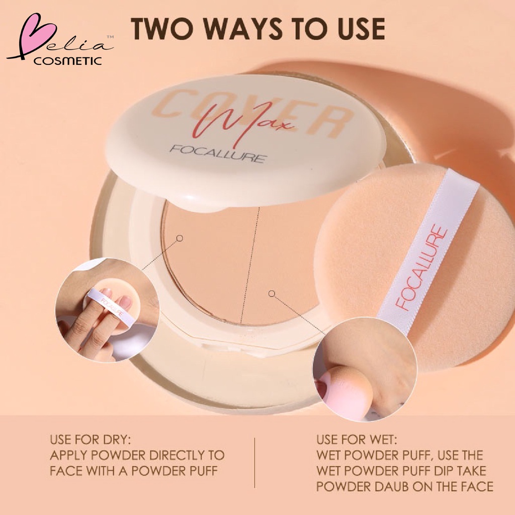 ❤ BELIA ❤ FOCALLURE Two Way Cake Pressed Powder | Oil-Control Bedak Padat Fine Power FA155 | BPOM