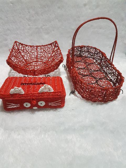 Keranjang Aqua 16 Cup Bentuk Oval Bertangkai - Keranjang Mountoya Cup 16 Rangka Besi Rotan Sintetis