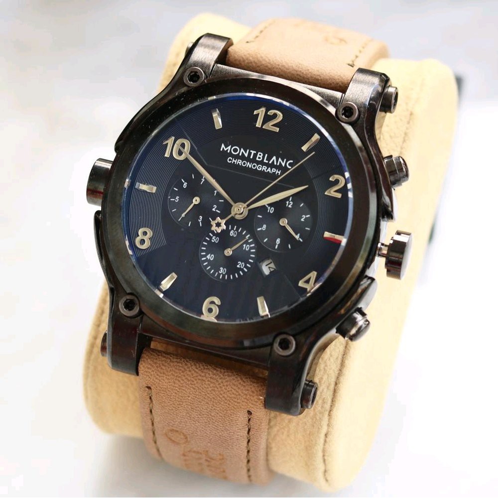 Jual jam Tangan Pria montblanc Chronograph Kulit Berkualitas