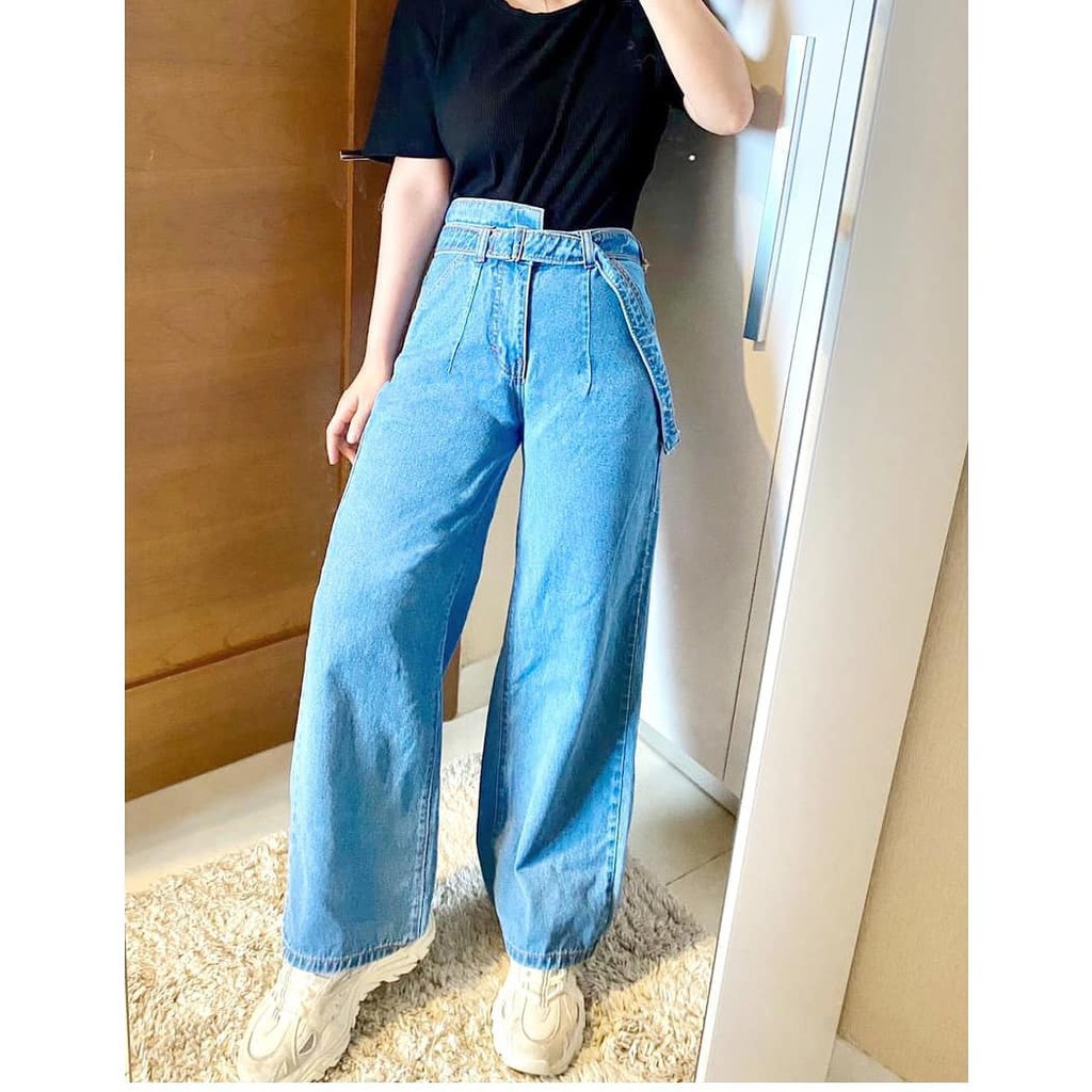 CELANA KULOT BELT JEANS//KULOT JEANS BELTO WANITA//HIGHWAIST KULOT LOOSE