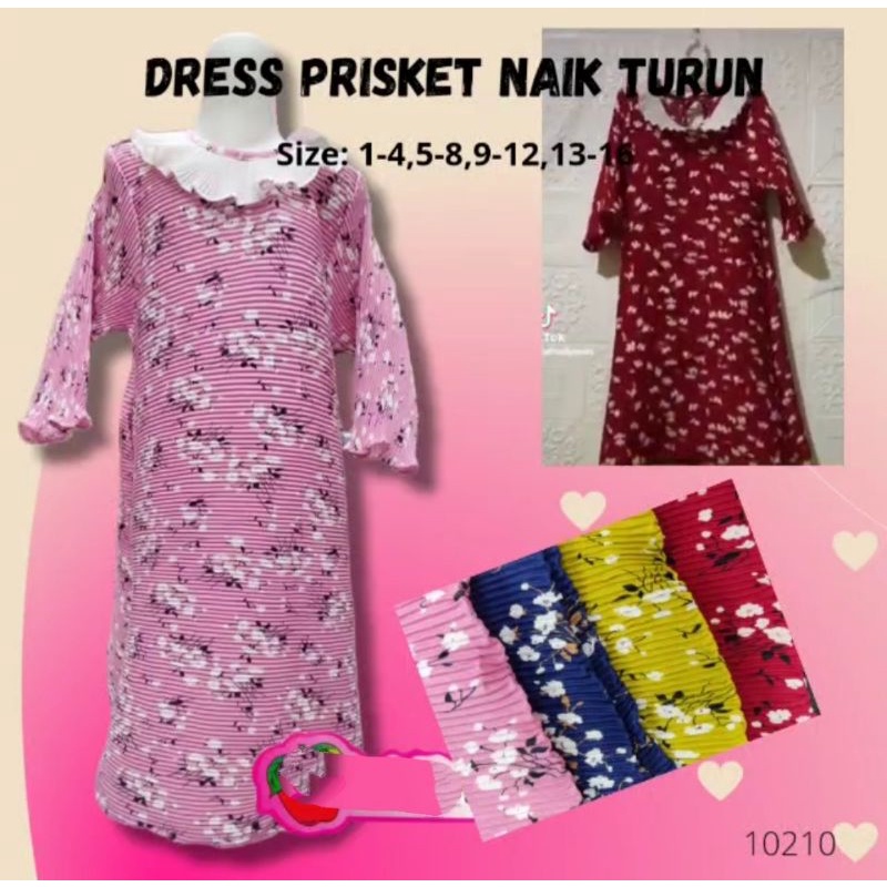 DRESS PRISKET NAIK TURUN NAIK USIA 2-10THN MOTIF RANDOM