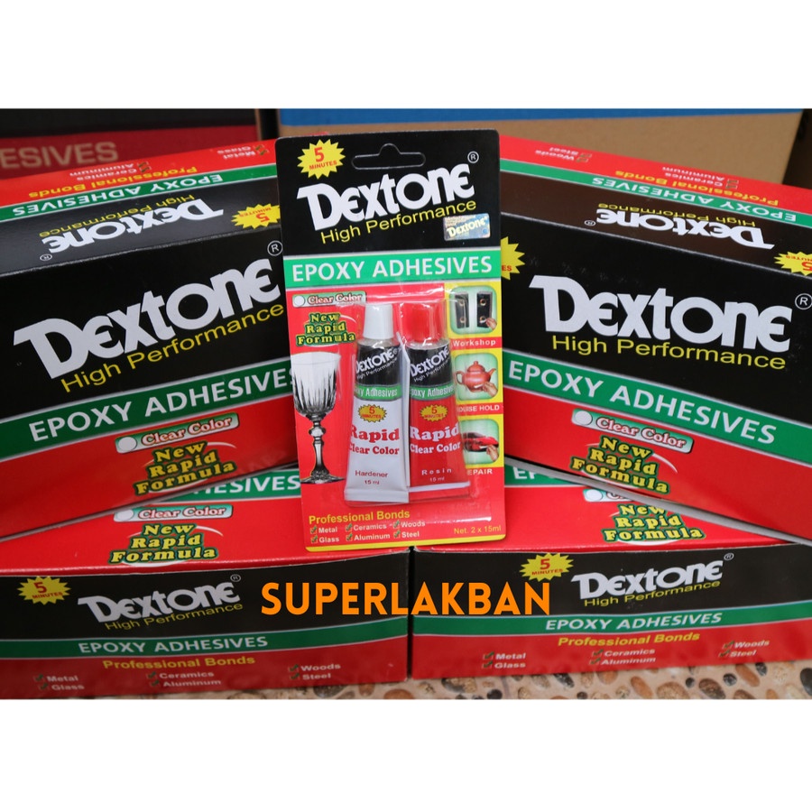 Dextone Lem Epoxy 5 menit Kemasan Suntikan Clear Bening Formula Baru