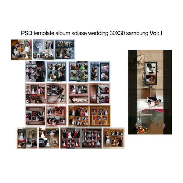 Template Album Kolase Wedding Pernikahan Photobook Collage Psd Photoshop