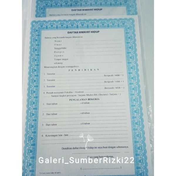 

(Ready Stok) Surat Lamaran kerja/Daftar Riwayat Hidup (Cv) Ecerr