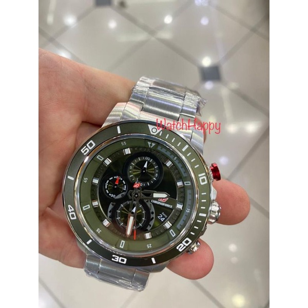 WatchHappy Chronoforce 5331 5331G Green Dial Bezel Green Mens Sport Chrono Stainless Steel Original