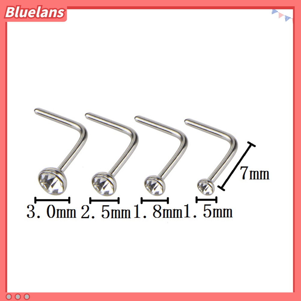 14pcs / Set Cincin Tindik Hidung Bahan Stainless Steel Aksen Berlian Imitasi Untuk Unisex