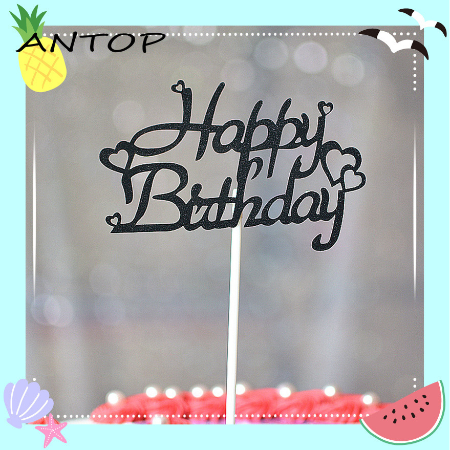 Topper Kue Desain Happy Birthday Bahan Akrilik Untuk Dekorasi